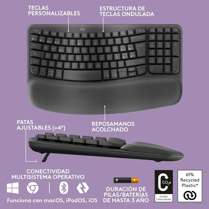 Keyboard Logitech 920-012296 Graphite Spanish QWERTY-15