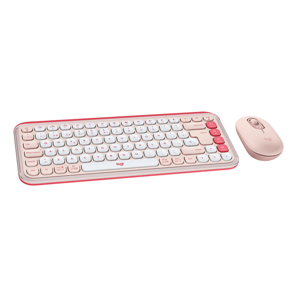 Keyboard and Mouse Logitech POP ICON Spanish QWERTY Pink-0